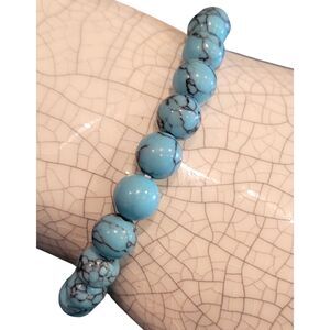 8mm Turquoise Round Bead Unisex Native American Stretch Beaded Bracelet